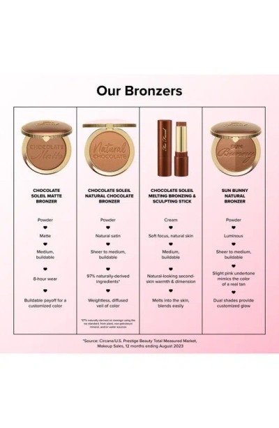 Too Faced Chocolate Soleil Melting Bronzing & Sculpting Stick Chocolate Mousse 0.282 oz In Chocolate Mousse