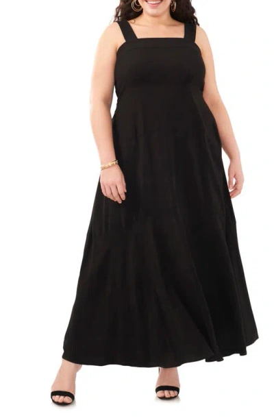 Shop Vince Camuto Solid Sleeveless Tiered Maxi Dress In Rich Black
