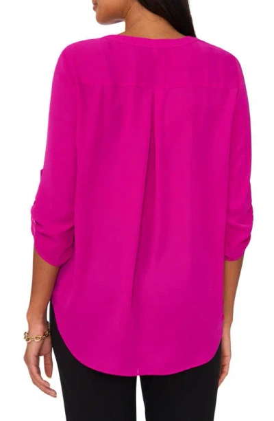 Chaus Split Neck Blouse In Pink Allure