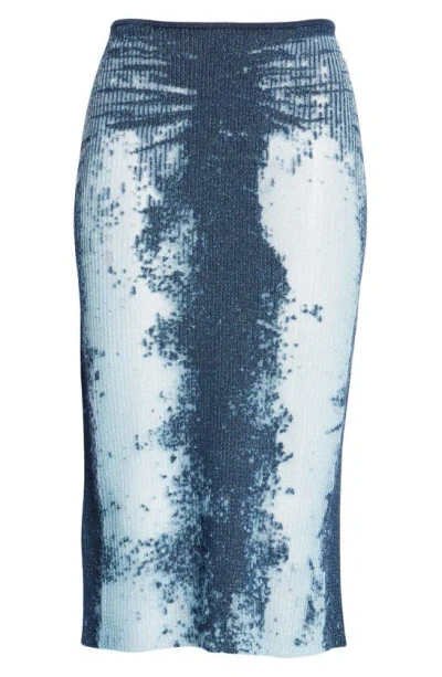 Shop Diesel M-begonia Rib Sweater Skirt In Blue Lurex