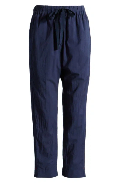 Shop Xirena Draper Tie Waist Crop Cotton Pants In Navy