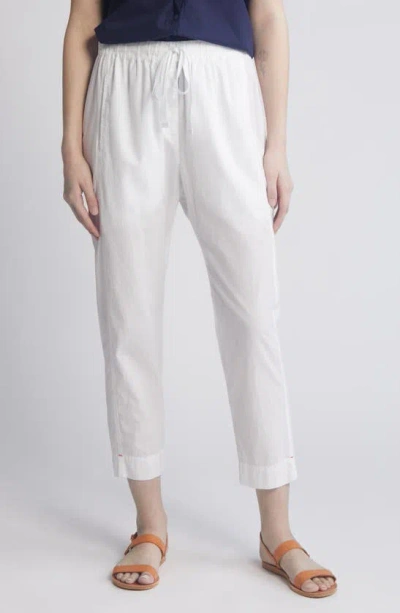 Shop Xirena Xírena Draper Tie Waist Crop Cotton Pants In White