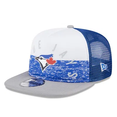 Shop New Era White/gray Toronto Blue Jays Team Foam Front A-frame Trucker 9fifty Snapback Hat