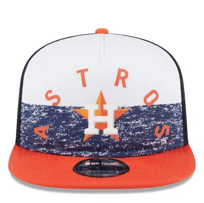 Shop New Era White/orange Houston Astros Team Foam Front A-frame Trucker 9fifty Snapback Hat