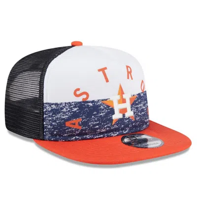 Shop New Era White/orange Houston Astros Team Foam Front A-frame Trucker 9fifty Snapback Hat