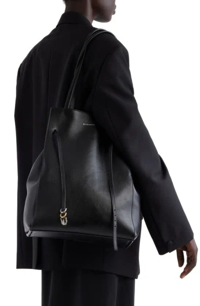 Shop Givenchy Medium Voyou Belted Leather Tote In Black