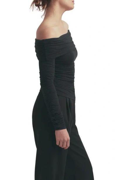 Favorite Daughter The Night Out Ruched Off The Shoulder Top In Black