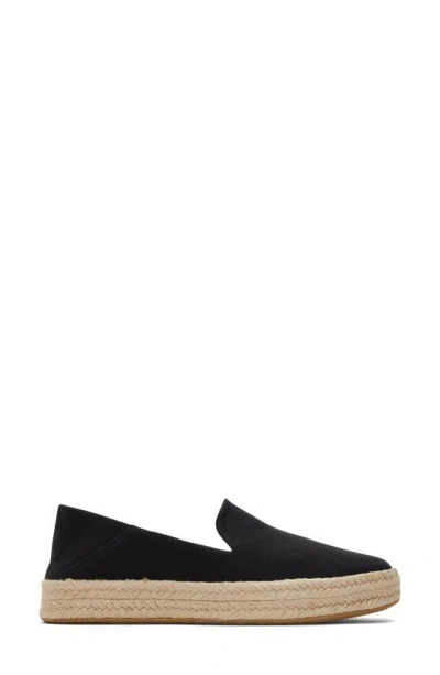 Toms Carolina Platform Espadrille Sneaker In Black Twill