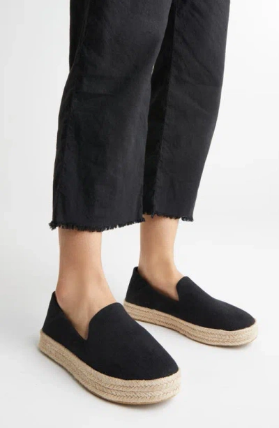 Toms Carolina Platform Espadrille Sneaker In Black Suede