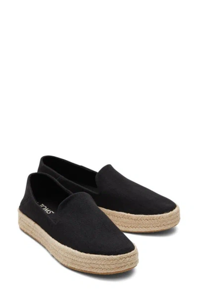 Toms Carolina Platform Espadrille Sneaker In Black Suede