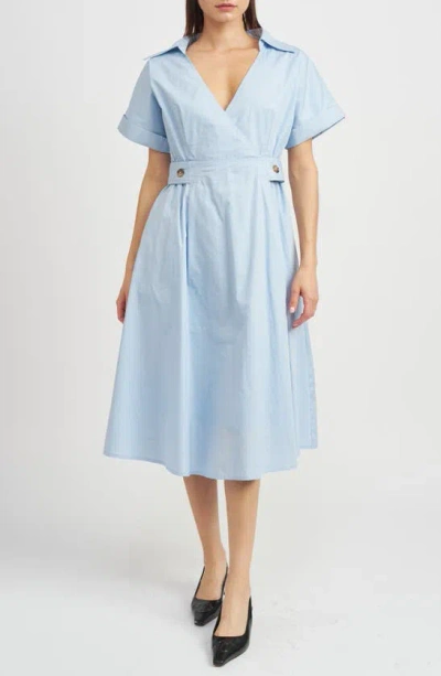 Shop En Saison Lorena Collar Midi Dress In Baby Blue
