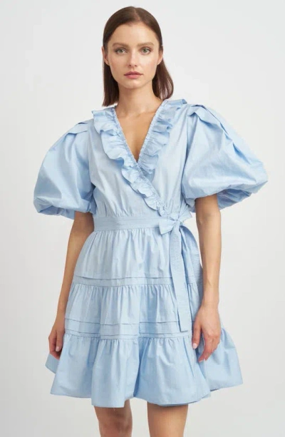 Shop En Saison Lorena Ruffle Wrap Minidress In Baby Blue