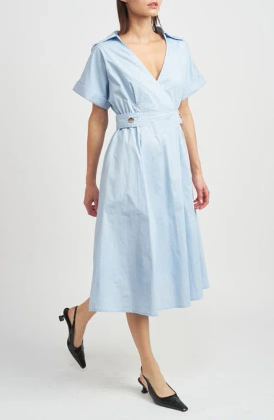 Shop En Saison Lorena Collar Midi Dress In Baby Blue