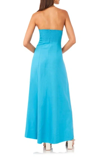 Shop 1.state Strapless Linen Blend Maxi Dress In Laguna Mist Blue
