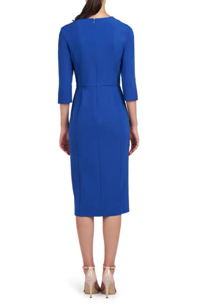 Shop Kay Unger Alexa Asymmetric Midi Cocktail Dress In Sapphire