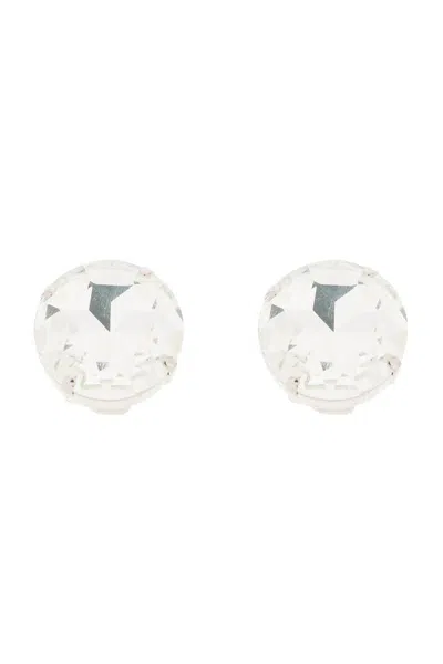 Shop Alessandra Rich Crystal Clip-on Earrings In Italian Style In Silver