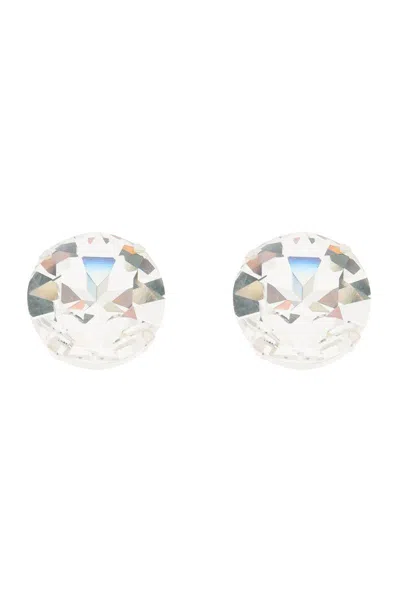 Shop Alessandra Rich Large Crystal Clip-on Earrings In Silver