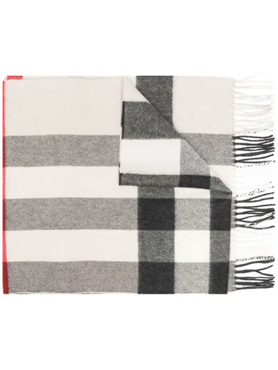 Shop Burberry Scarfs In Stone Check