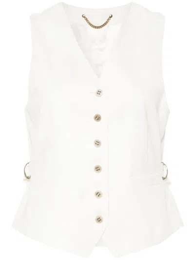 Shop Golden Goose V-neck Twill Vest In White