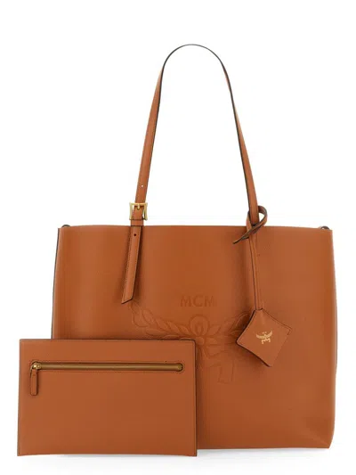 Shop Mcm Shopping Bag "himmel" Medium In Brown