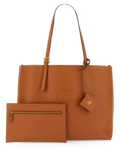 Shop Mcm Shopping Bag "himmel" Medium In Brown