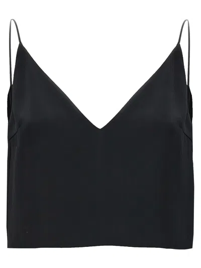 Shop Saint Laurent Silk Cropped Top Tops In Black