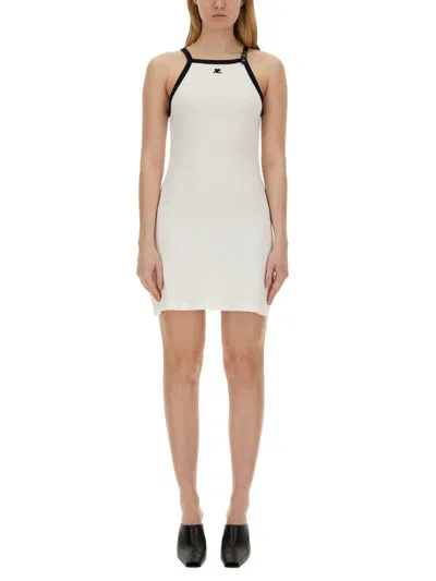 Shop Courrèges Dress With Logo In White