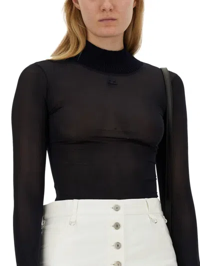 Shop Courrèges Tops With Logo In Black