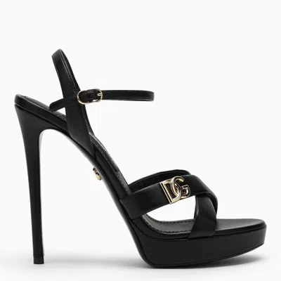 Shop Dolce & Gabbana Dolce&gabbana High Sandals With Dg Plaque In Black