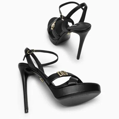 Shop Dolce & Gabbana Dolce&gabbana High Sandals With Dg Plaque In Black