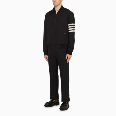 Shop Thom Browne Navy Bomber Jacket In Blue