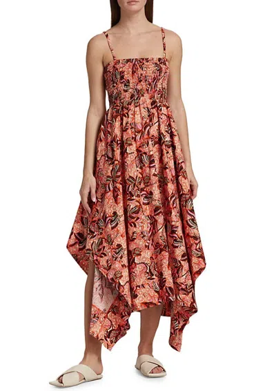 Shop A.l.c Women Adriana Cut Out Smocked Asymmetric Maxi Dress In Multicolor
