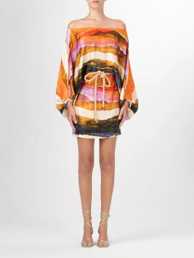 Shop Silvia Tcherassi Manon Dress In Orange Orchid Abstract