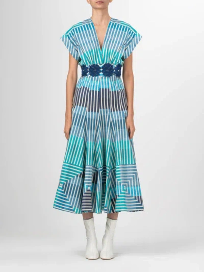 Shop Silvia Tcherassi Adila Dress In Infinite Blue Stripe