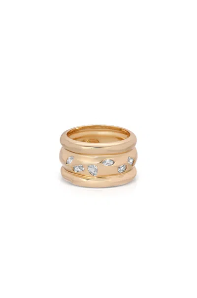 Shop Ettika Bezel Crystal Thick Ring In Gold