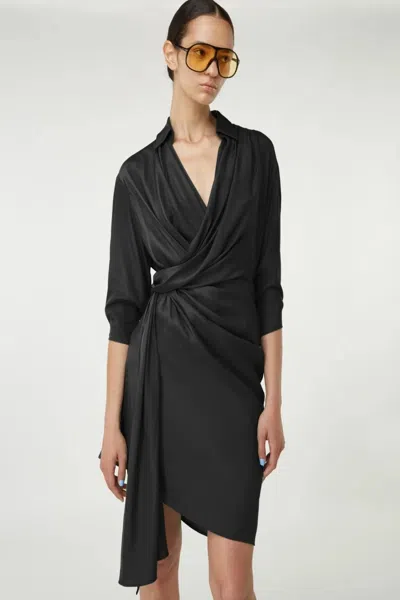 Shop Gauge81 Miya Silk Wrap Dress In Black