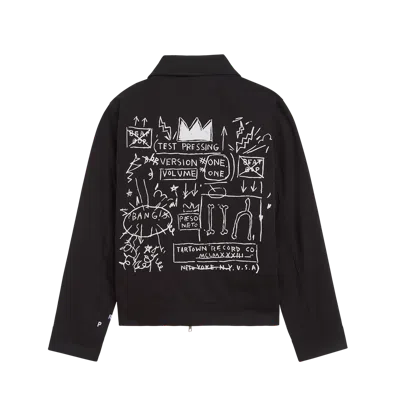 Shop Rome Pays Off Basquiat "beat Bop " Unisex Mechanic's Jacket In Black
