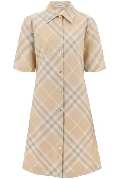 Shop Burberry Check Shirt Dress In Multicolor