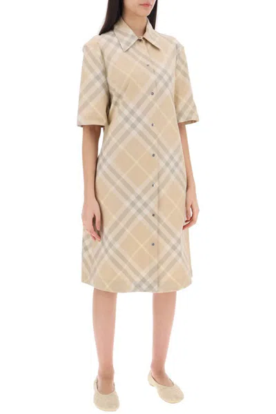 Shop Burberry Check Shirt Dress In Multicolor