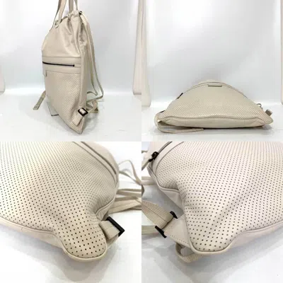 Shop Bottega Veneta Ecru Leather Backpack Bag ()