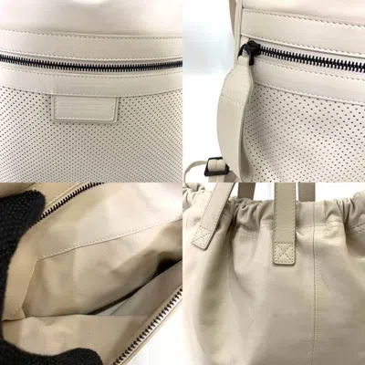 Shop Bottega Veneta Ecru Leather Backpack Bag ()