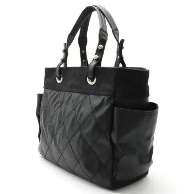 Pre-owned Chanel Biarritz Black Canvas Tote Bag ()