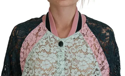 Shop Dolce & Gabbana Elegant Floral Lace Bomber Women's Jacket In Multicolor