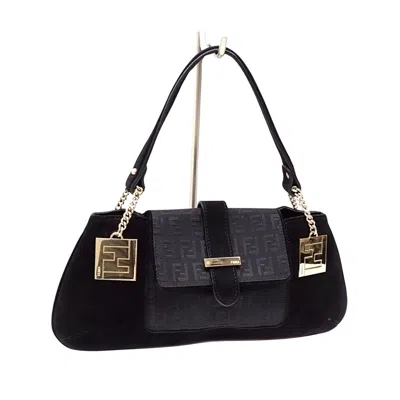 Shop Fendi Black Suede Shopper Bag ()