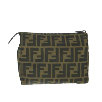 Shop Fendi Zucca Brown Canvas Clutch Bag ()
