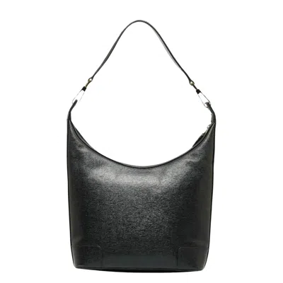 Shop Gucci Gg Canvas Black Leather Shoulder Bag ()