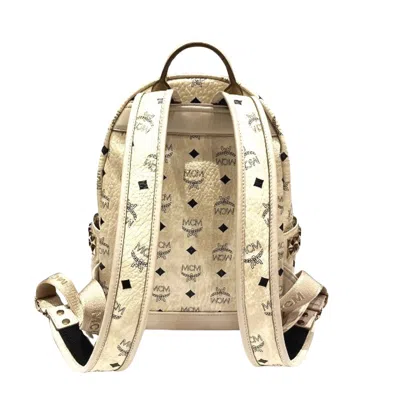 Shop Mcm Stark Gold Leather Backpack Bag ()