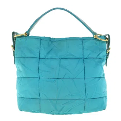 Shop Prada Tessuto Blue Synthetic Shoulder Bag ()
