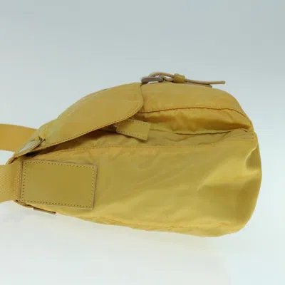 Shop Prada Yellow Canvas Shoulder Bag ()