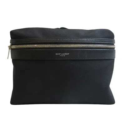Shop Saint Laurent Black Canvas Clutch Bag ()